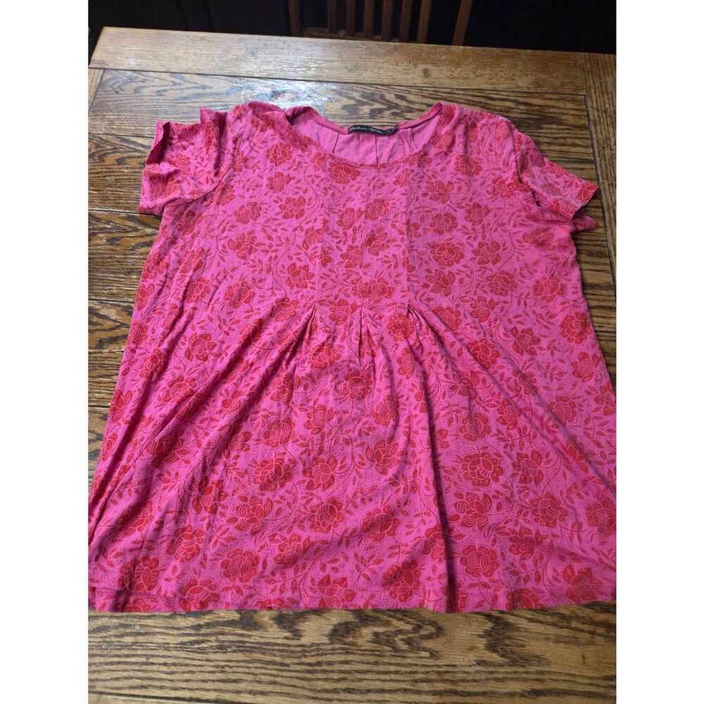 Gudrun Sjoden pink floral print cotton shirt sz Large